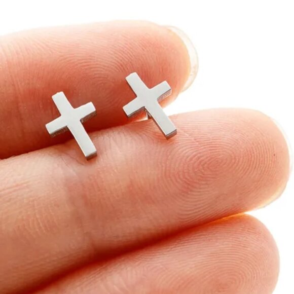 Stainless steel cross studs - Picture 2 of 2